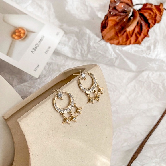 Any 2/$20! Gold/Crystal Moon/Star Stud Earrings - Picture 5 of 10